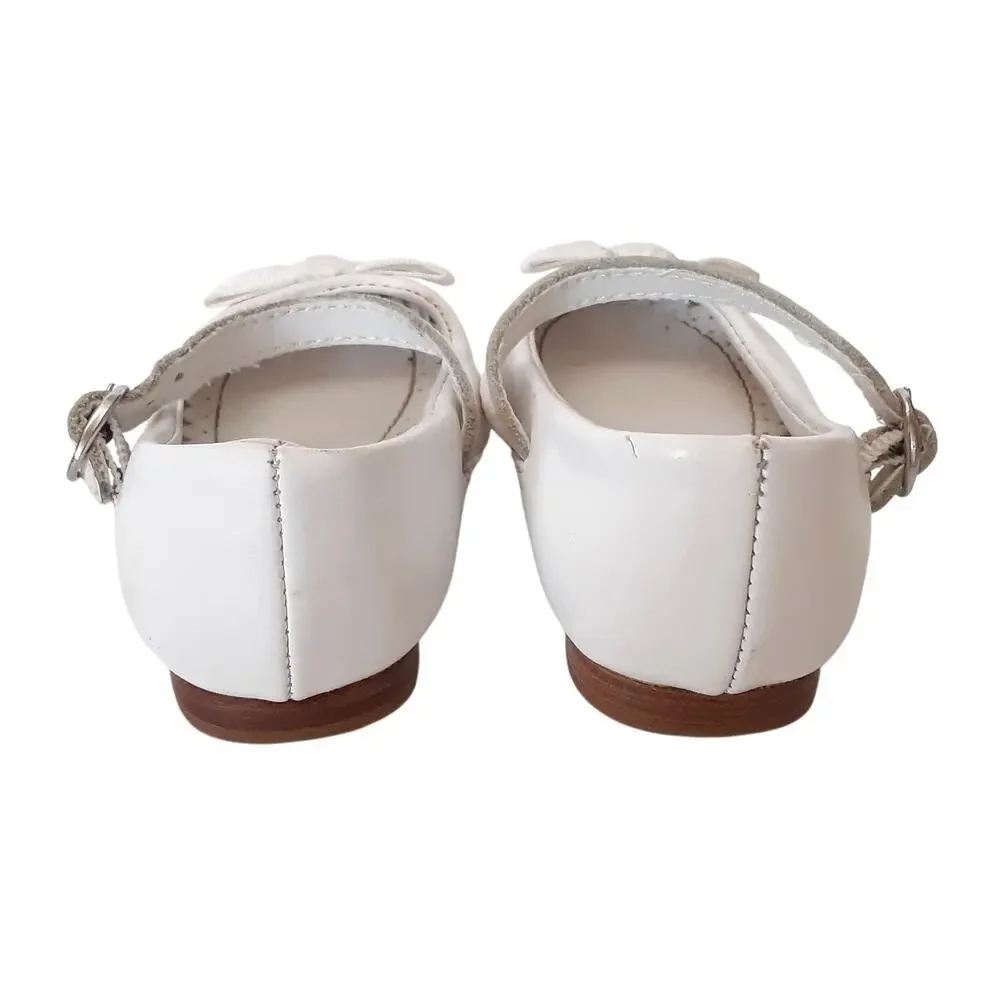 Janie & Jack Girls 11 JJ Easter White Mary Janes Top Strap Kids Leather Flats